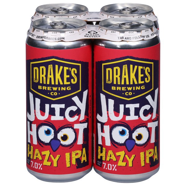 slide 1 of 1, Drakes Brewing Co. Drake's Brewing Co. Beer, Hazy Ipa, Juicy Hoot, 4 ct; 16 oz