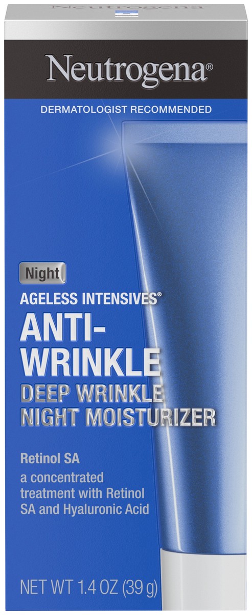 slide 1 of 9, Neutrogena Ageless Intensives Anti-Wrinkle Retinol Face Cream with Hyaluronic Acid, Night Facial Moisturizer Cream with Retinol, Vitamin E, Glycerin, Hyaluronic Acid & Shea Butter, 1.4 oz, 1.4 oz