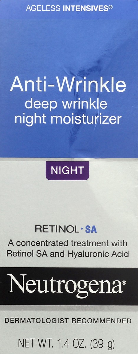 slide 6 of 9, Neutrogena Ageless Intensives Anti-Wrinkle Retinol Face Cream with Hyaluronic Acid, Night Facial Moisturizer Cream with Retinol, Vitamin E, Glycerin, Hyaluronic Acid & Shea Butter, 1.4 oz, 1.4 oz