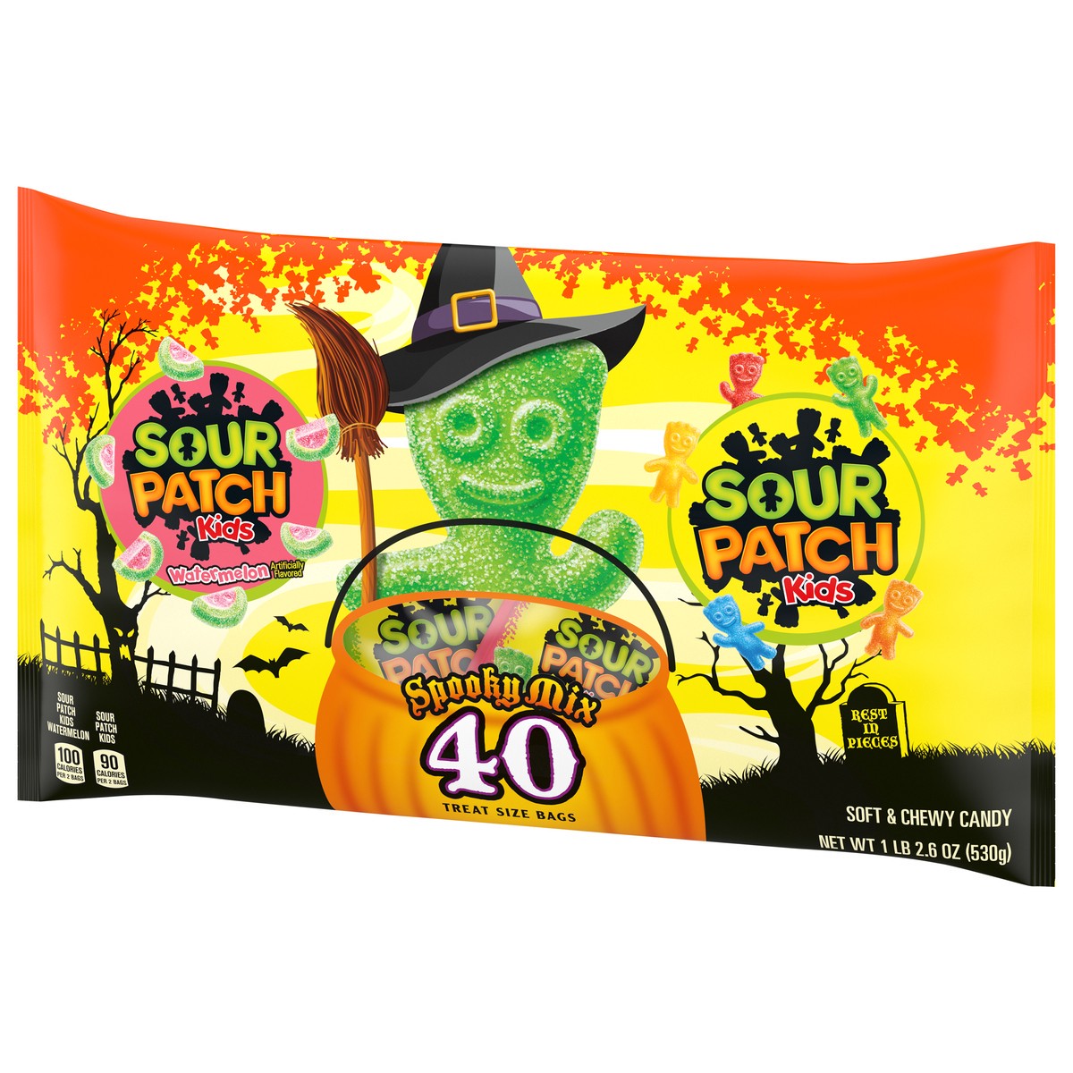 slide 2 of 9, Sour Patch Kids & Sour Patch Watermelon Halloween Candy Variety Pack Treat Size - 40ct, 40 ct