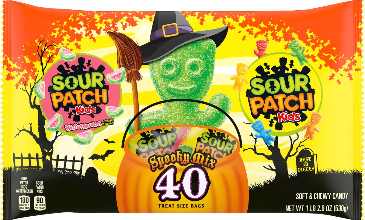 slide 4 of 9, Sour Patch Kids & Sour Patch Watermelon Halloween Candy Variety Pack Treat Size - 40ct, 40 ct