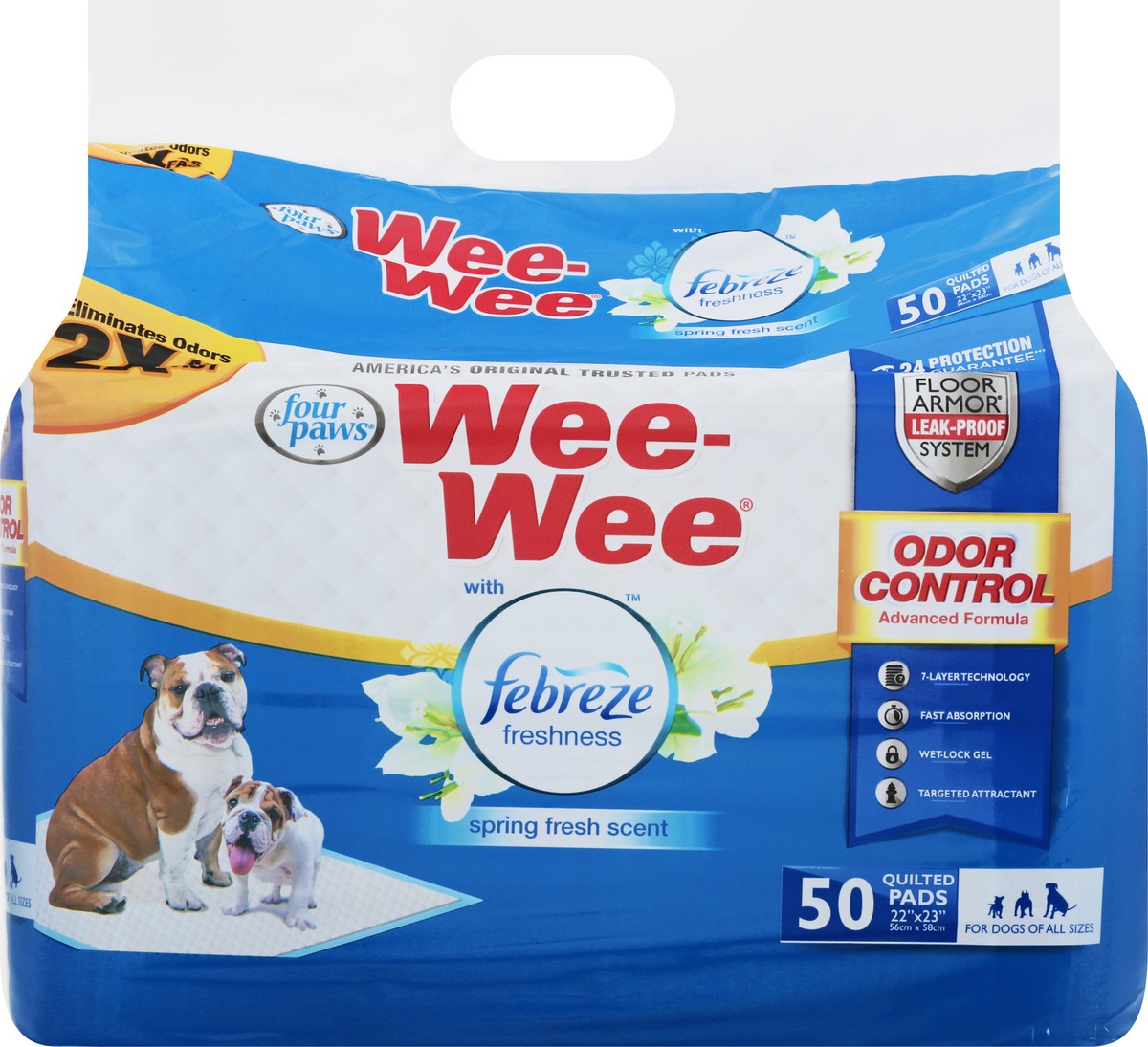 slide 10 of 10, Four Paws Wee-Wee Odor Control with Febreze Freshness Dog Pads - 50ct, 50 ct