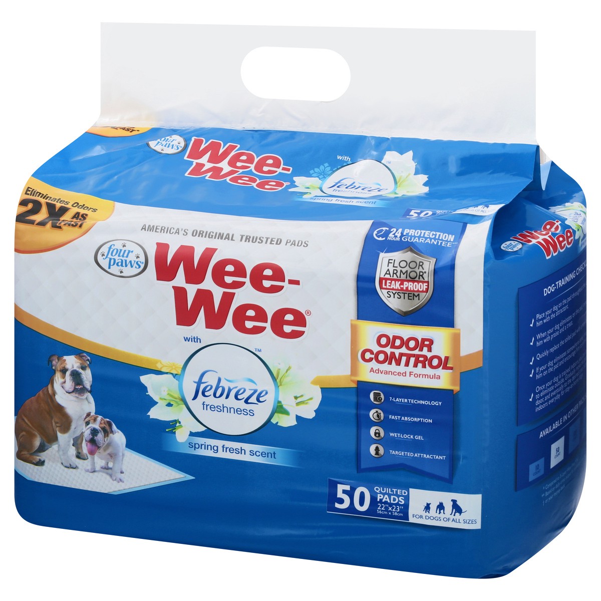 slide 3 of 10, Four Paws Wee-Wee Odor Control with Febreze Freshness Dog Pads - 50ct, 50 ct