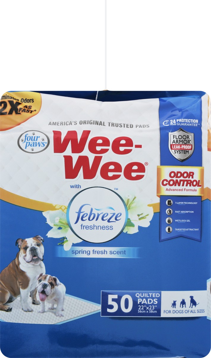 slide 5 of 10, Four Paws Wee-Wee Odor Control with Febreze Freshness Dog Pads - 50ct, 50 ct