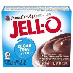 Jell-O Chocolate Fudge Artificially Flavored Zero Sugar Instant Reduced Calorie Pudding & Pie Filling Mix, 1.4 oz Box