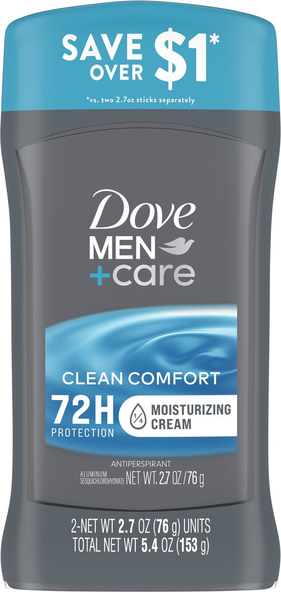 slide 5 of 13, Dove Men+Care Antiperspirant Deodorant Stick Clean Comfort, 2.7 oz, Twin Pack, 2.7 oz