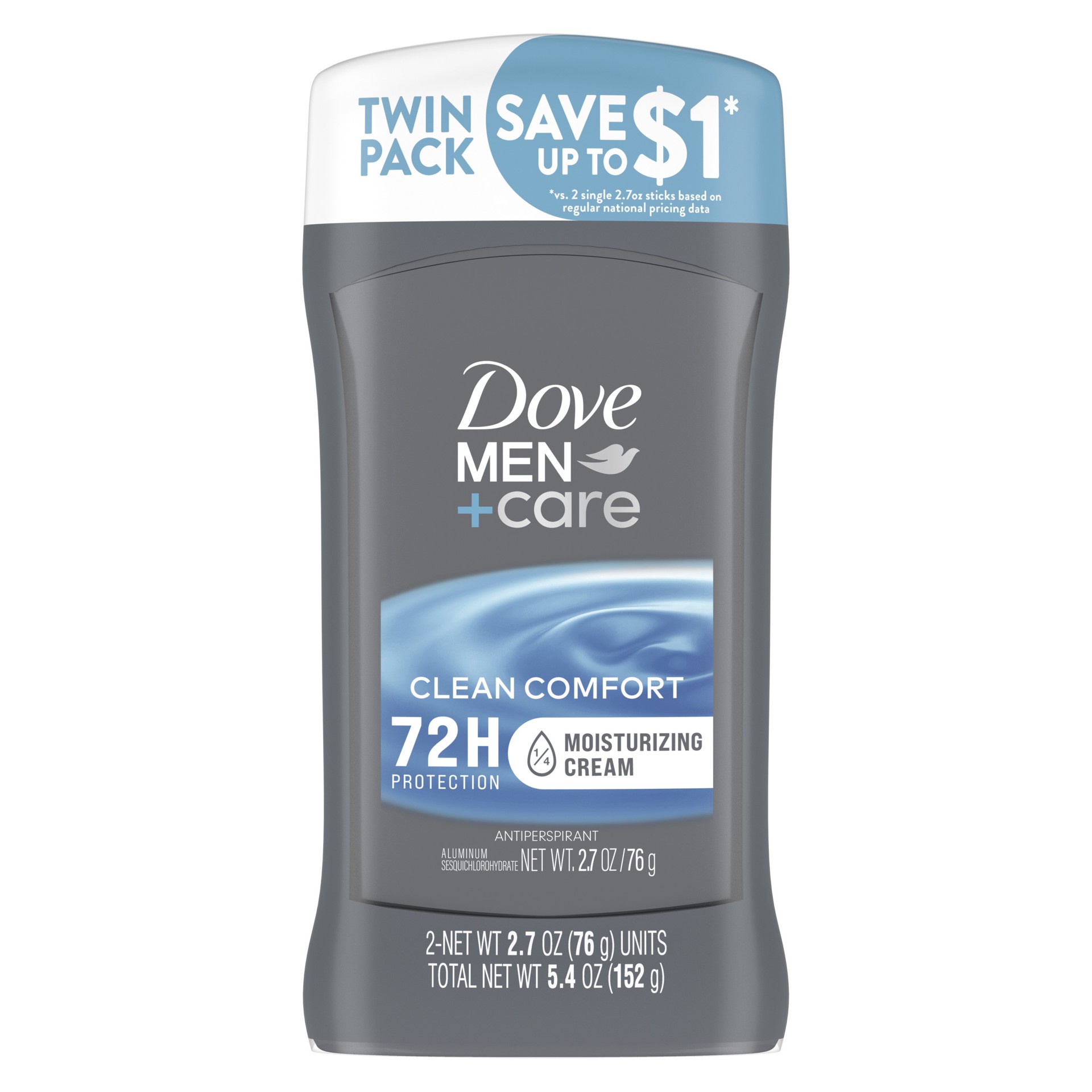 slide 1 of 13, Dove Men+Care Antiperspirant Deodorant Stick Clean Comfort, 2.7 oz, Twin Pack, 2.7 oz