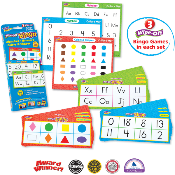slide 4 of 5, TREND Wipe-Off Bingo Set, Alphabet, Numbers, Colors And Shapes, 1 ct