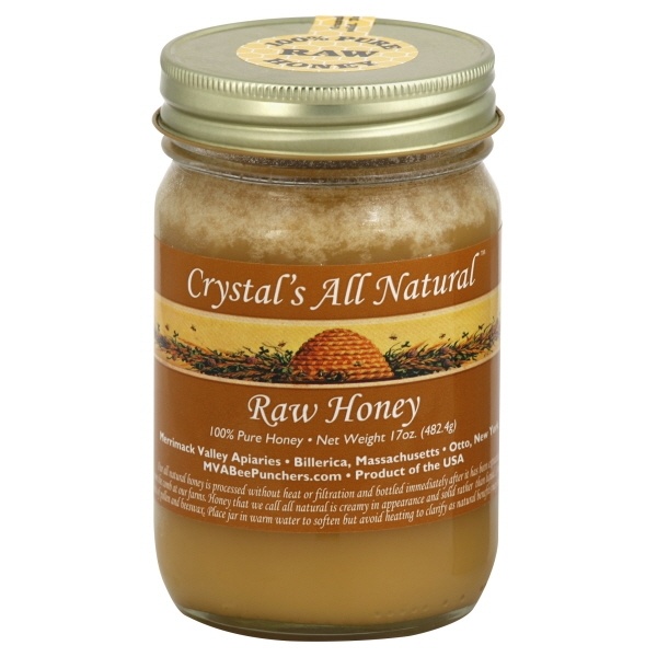 slide 1 of 1, Crystal's Honey All Natural Raw Honey, 17 oz