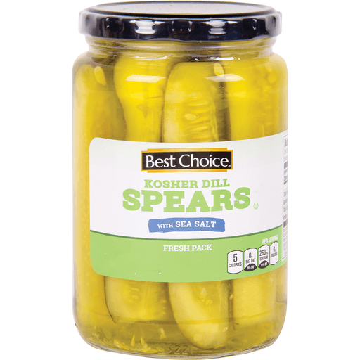 slide 1 of 1, Best Choice Kosher Dill Spears With Sea Salt, 24 oz