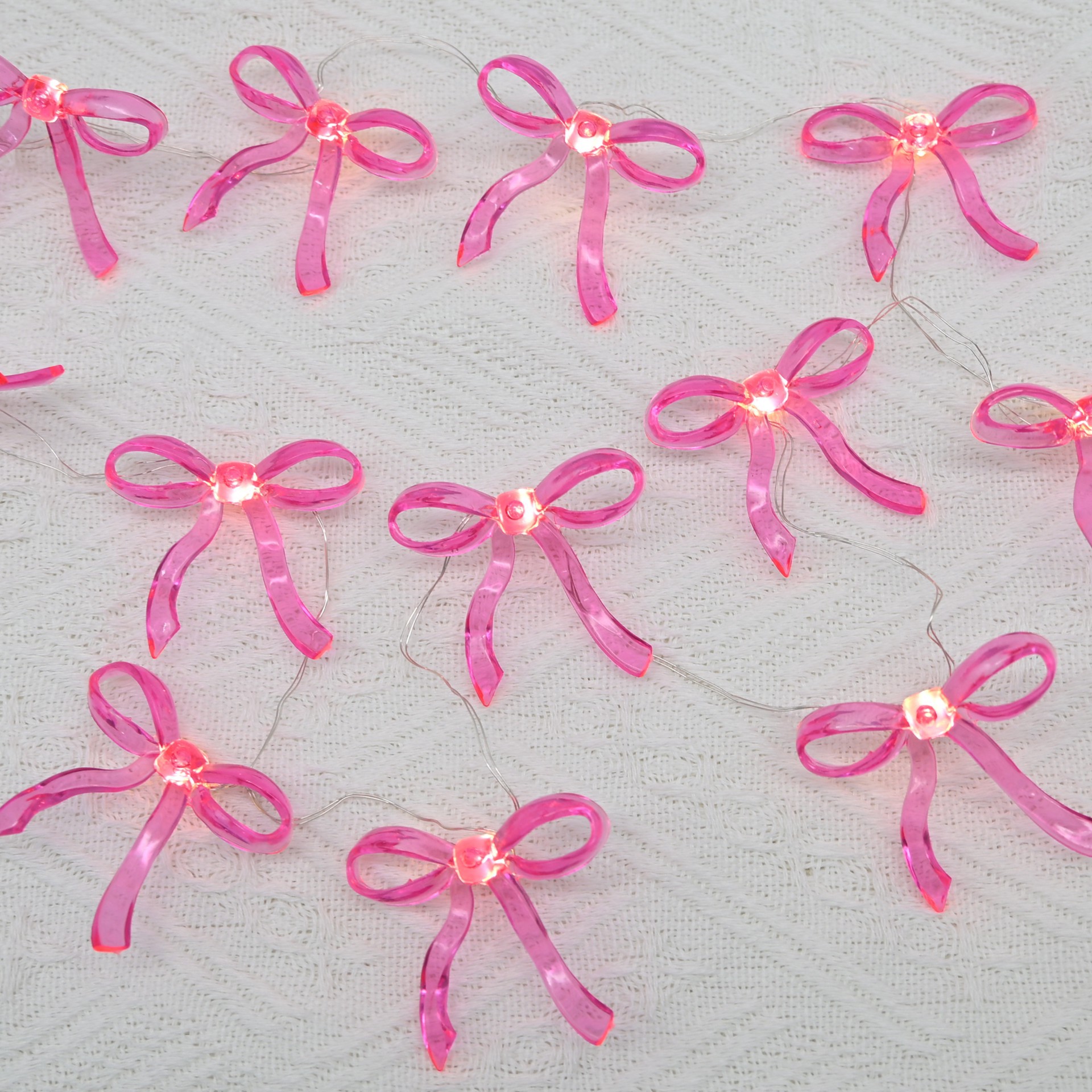 slide 4 of 4, 5.5ft. Pink Bow Icon Led String Lights By Celebrate It, 5.5 ft
