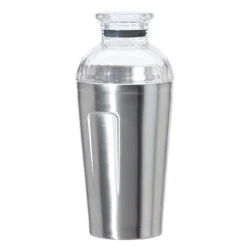 Oggi Groove Double Walled Stainless Steel Cocktail Shaker With Lid