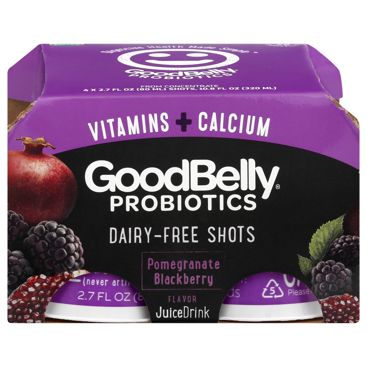 slide 1 of 1, GoodBelly Pomegranate Blackberry Flavor Juice Drink 4 qt, 4 ct; 2.7 fl oz