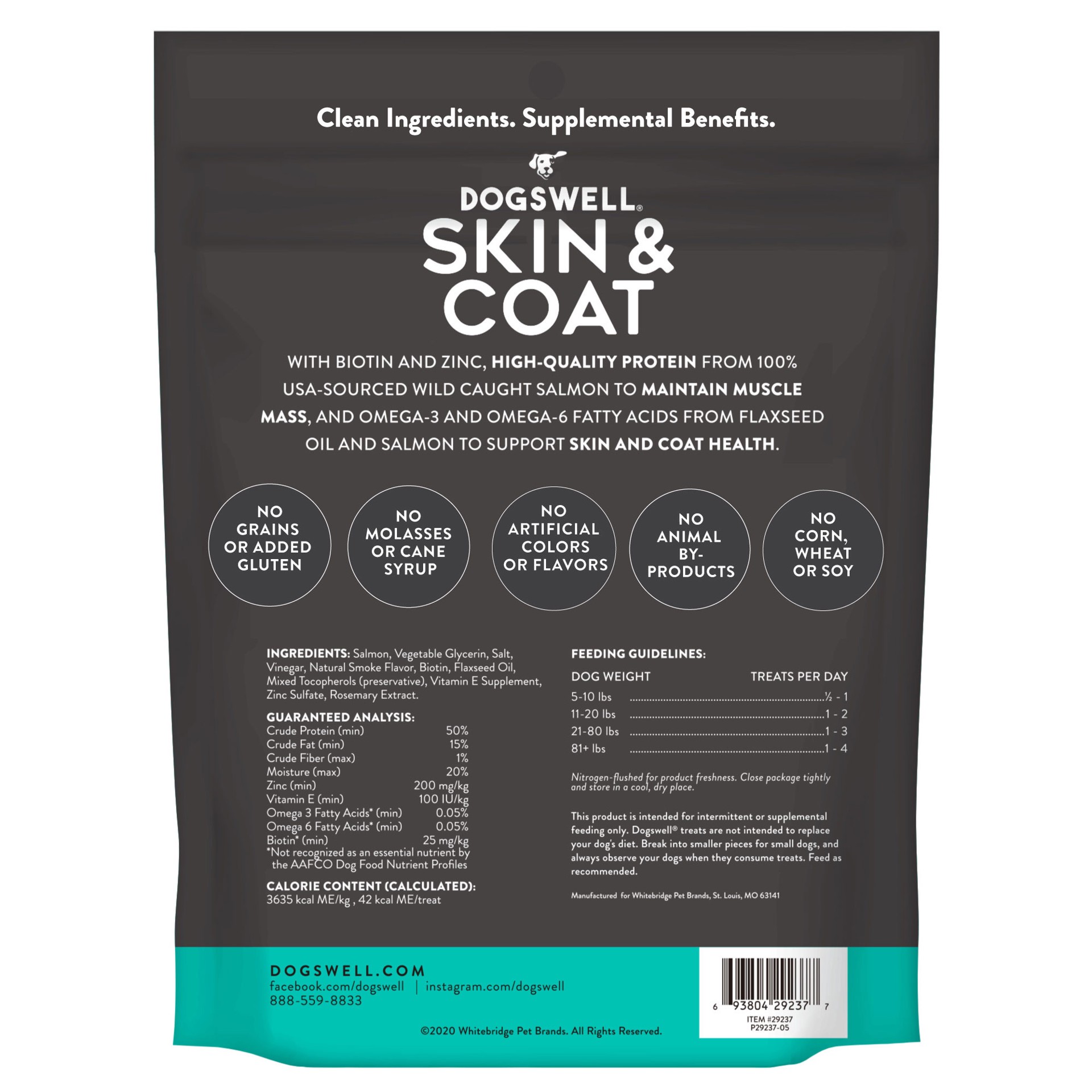 slide 5 of 7, Dogswell Skin & Coat Jerky Dog Treats, Salmon, 10 oz. Pouch, 10 oz