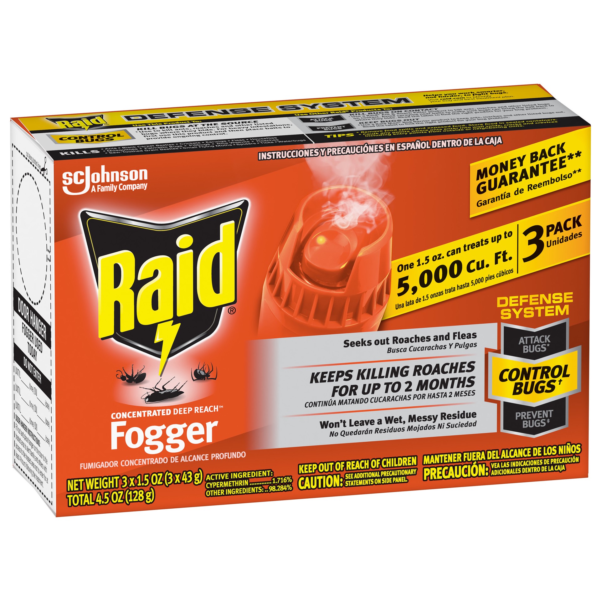 slide 3 of 5, Raid Concentrated Deep Reach Fogger, 3 ct