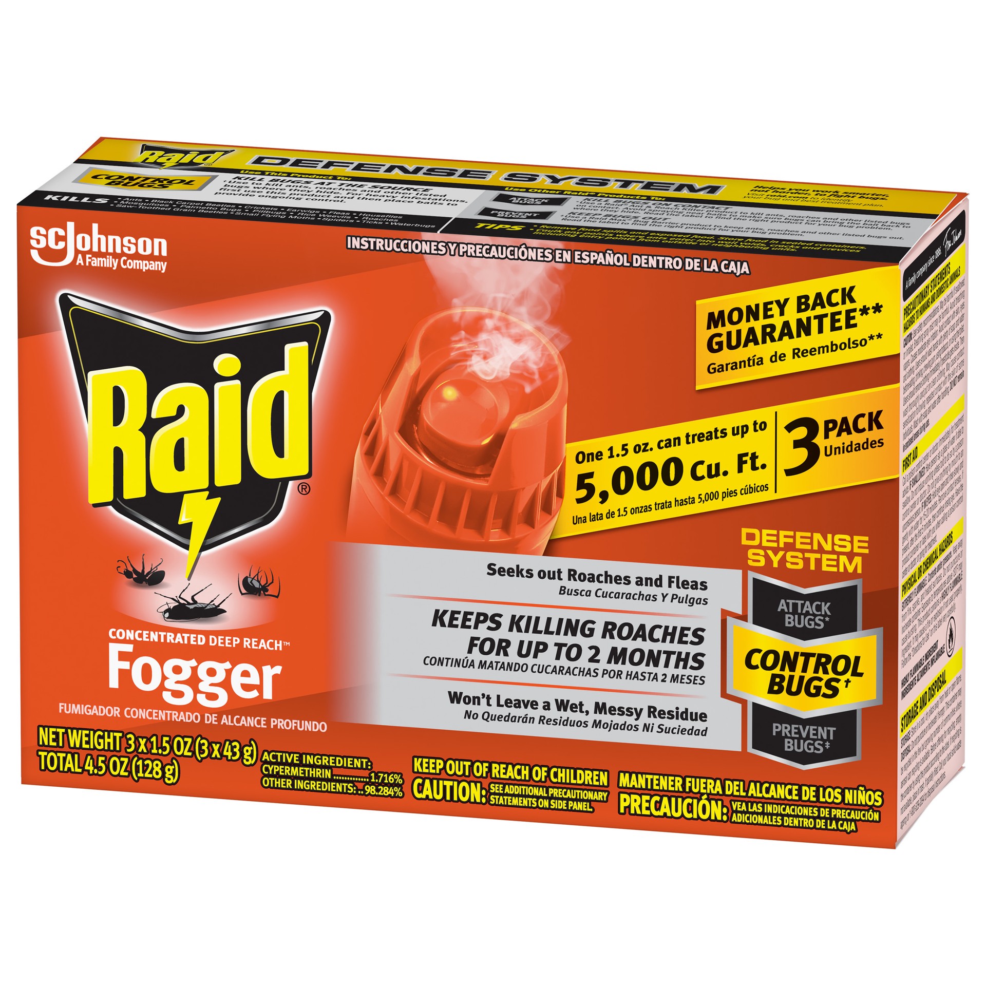 slide 5 of 5, Raid Concentrated Deep Reach Fogger, 3 ct