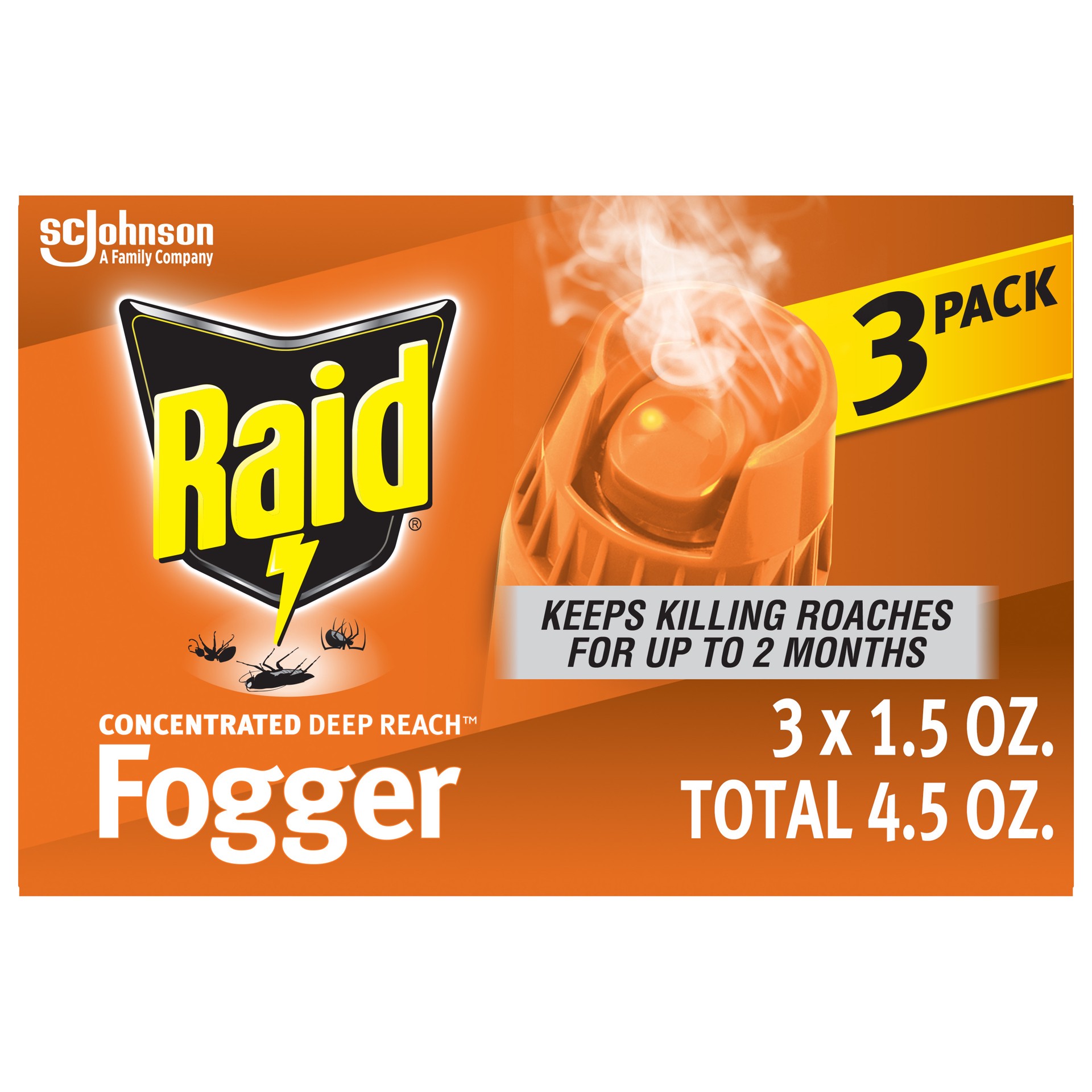 slide 2 of 5, Raid Concentrated Deep Reach Fogger, 3 ct
