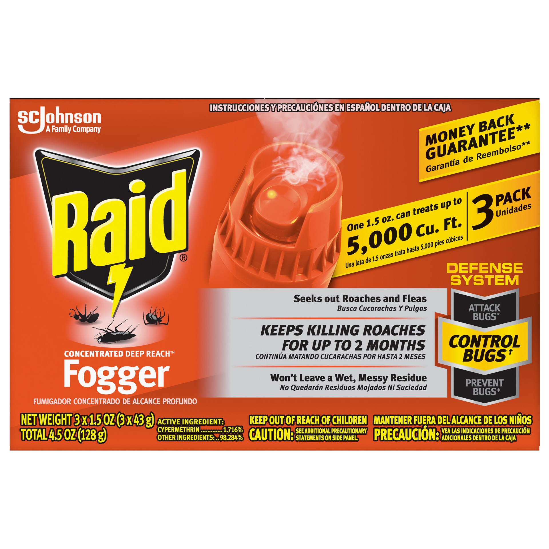 slide 1 of 5, Raid Concentrated Deep Reach Fogger, 3 ct