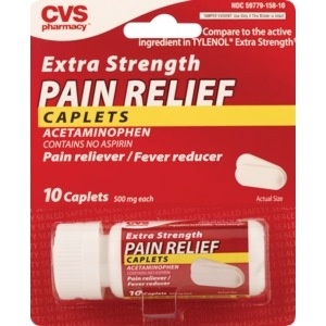 slide 1 of 1, CVS Pharmacy Extra Strength Pain Relief Acetaminophen Caplet, 10ct, 10 ct
