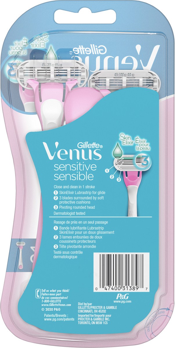slide 2 of 3, Gillette Venus Sensitive Women's Disposable Razor, 3 Count, 3 ct