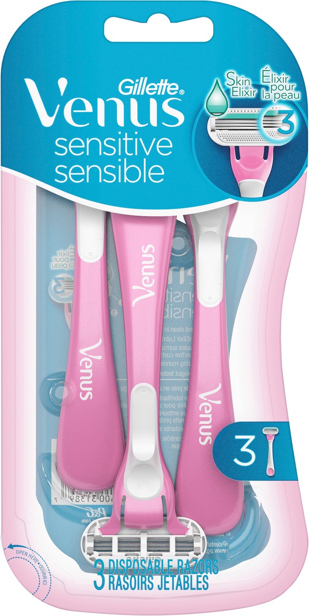 slide 3 of 3, Gillette Venus Sensitive Women's Disposable Razor, 3 Count, 3 ct