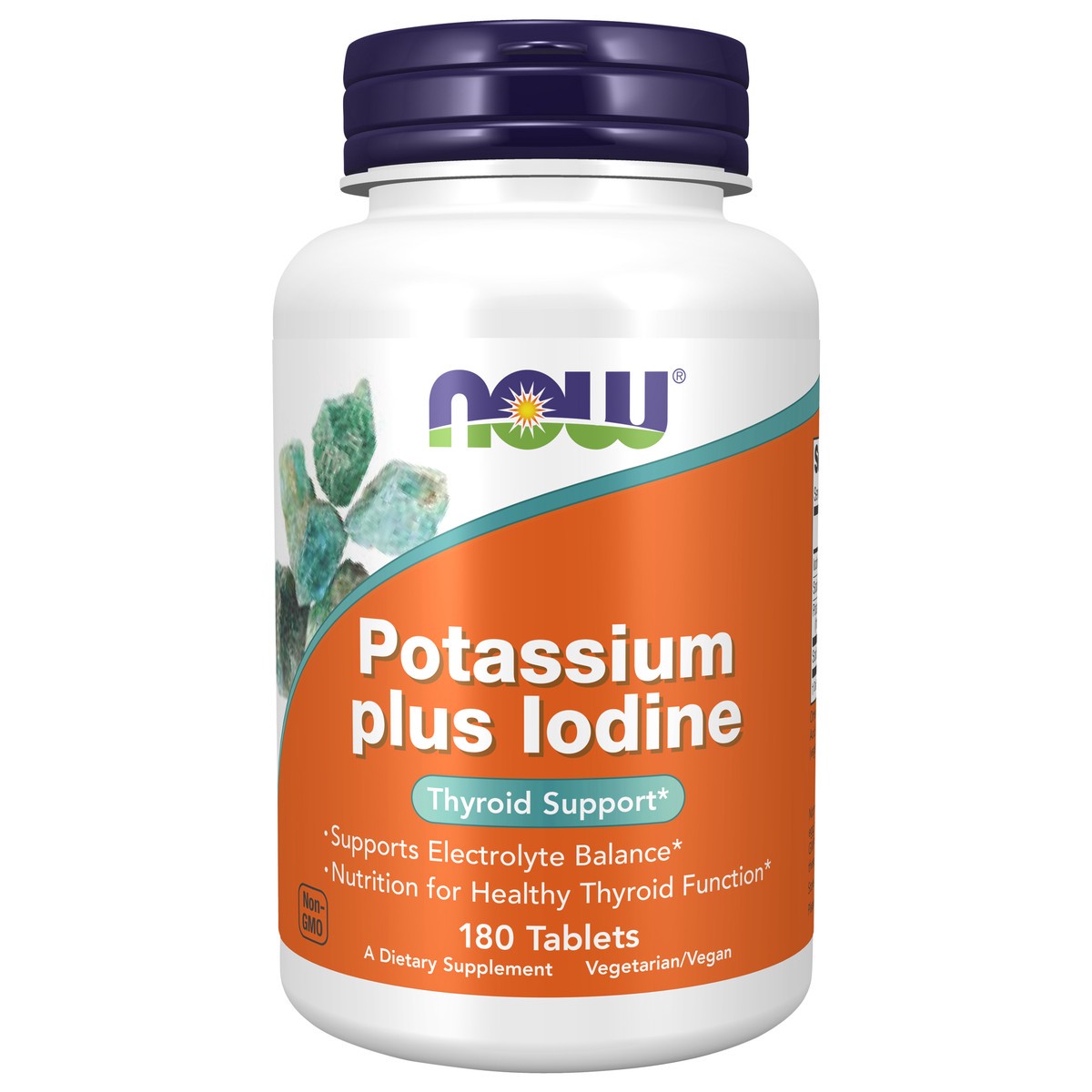 slide 1 of 4, NOW Potassium plus Iodine - 180 Tablets, 180 ct