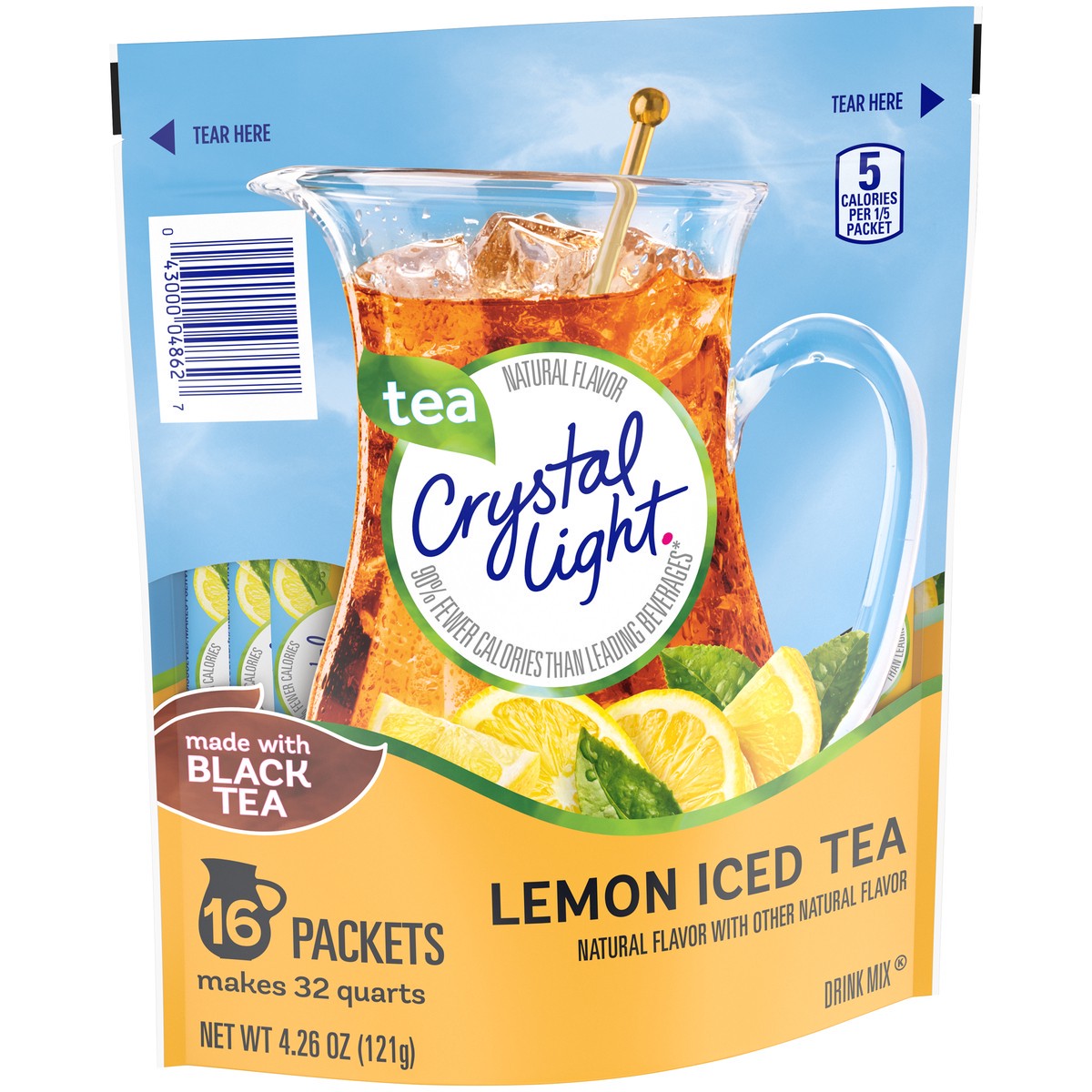 slide 2 of 9, Crystal Light Lemon Iced Tea Naturally Flavored Powdered Drink Mix, 16 ct Pitcher Packets, 16 ct