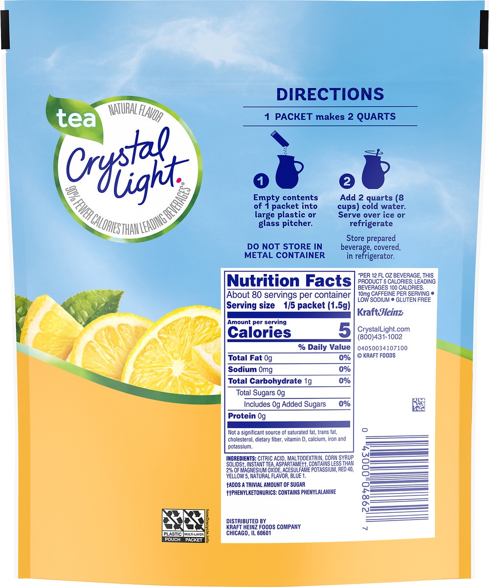 slide 7 of 9, Crystal Light Lemon Iced Tea Naturally Flavored Powdered Drink Mix, 16 ct Pitcher Packets, 16 ct