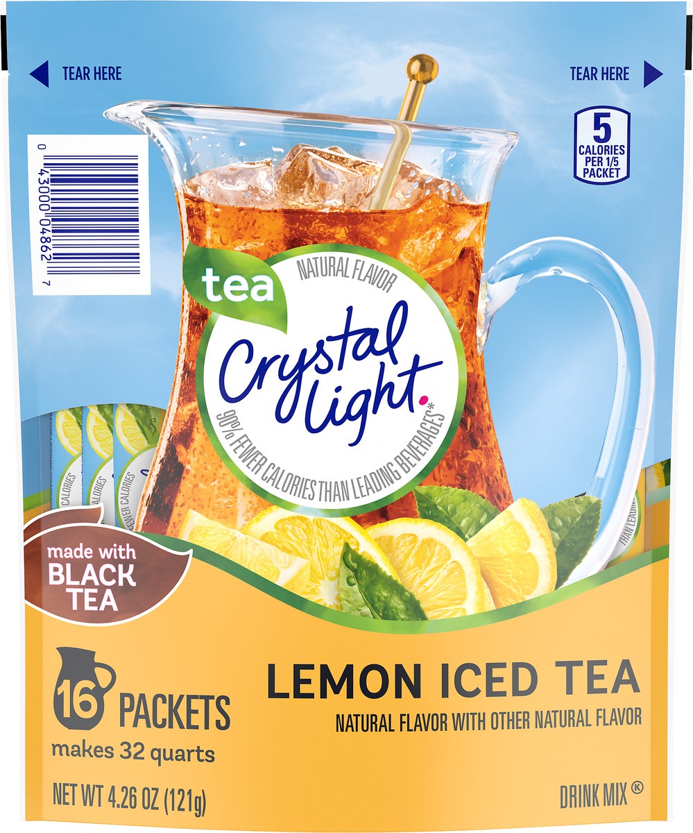 slide 8 of 9, Crystal Light Lemon Iced Tea Naturally Flavored Powdered Drink Mix, 16 ct Pitcher Packets, 16 ct