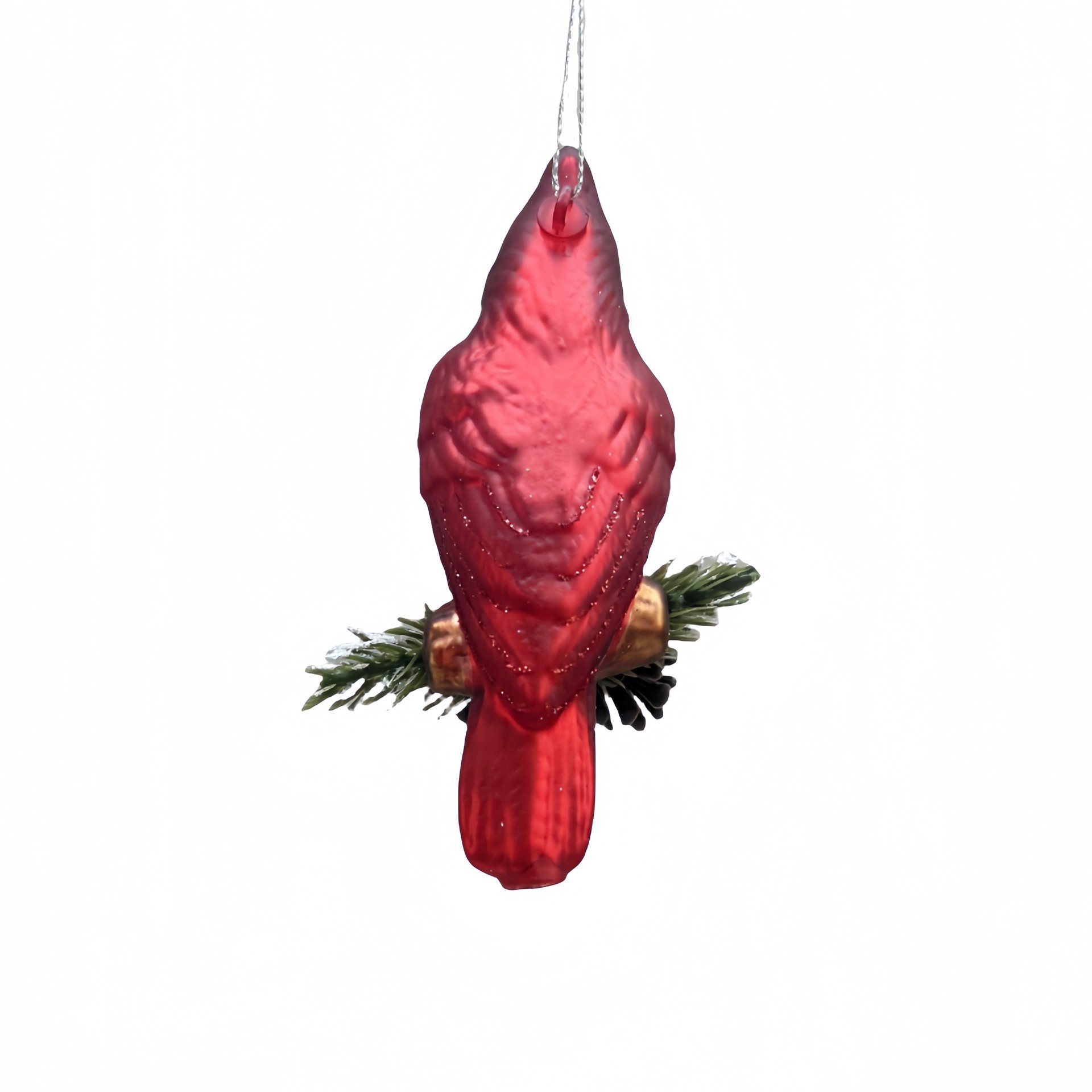 slide 2 of 3, 4.5" Cardinal With Greenery Glass Ornament By Ashland, 4.5 in