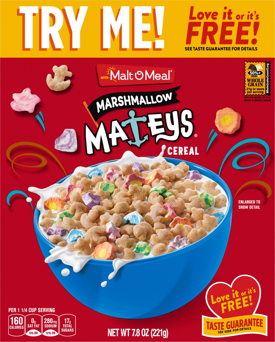 slide 4 of 7, Malt-O-Meal Marshmallow Mateys Breakfast Cereal with Marshmallow Bits, 7.8 OZ Box, 7.8 oz