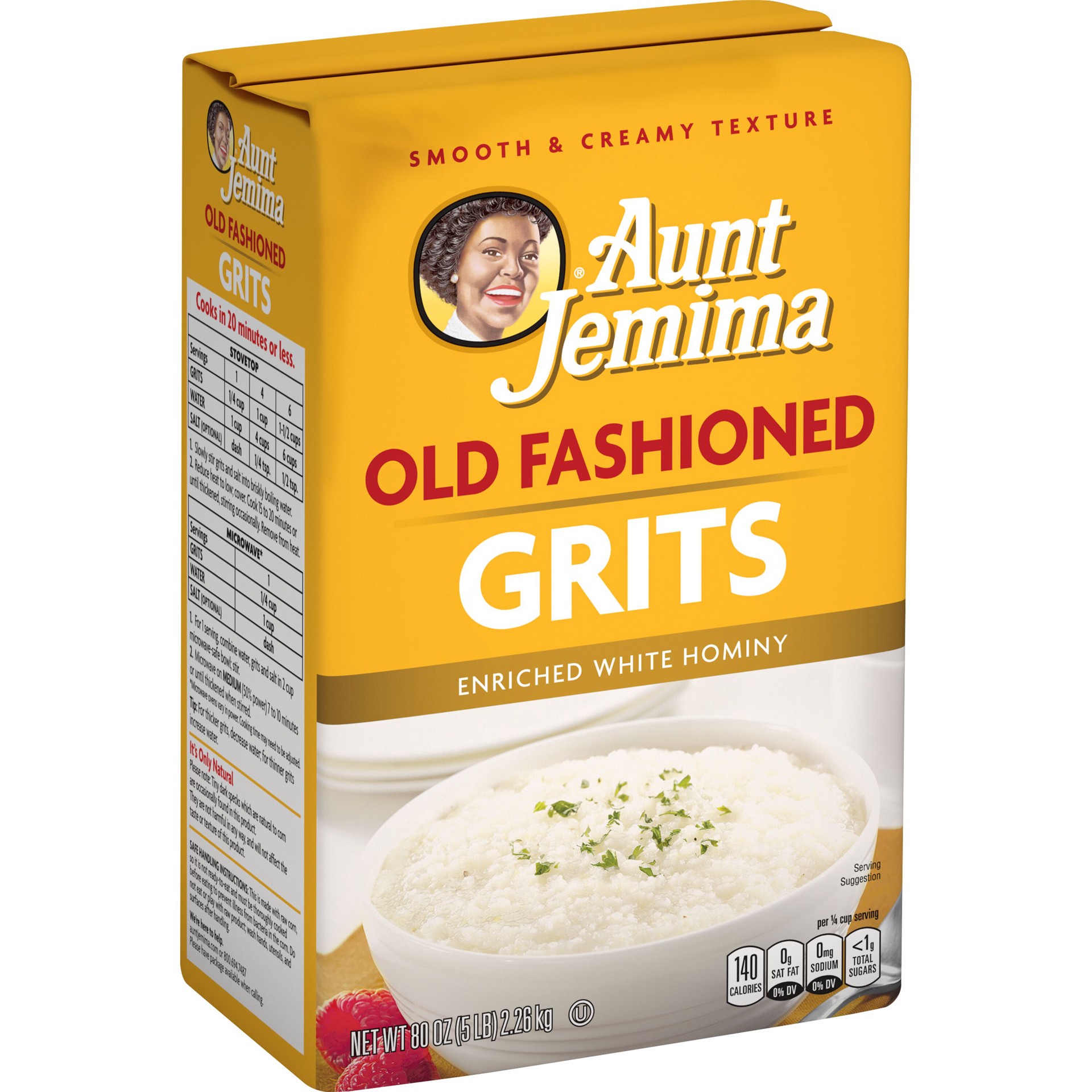 slide 1 of 6, Aunt Jemima Old Fashioned Grits Enriched White Hominy 80 Oz, 5 lb