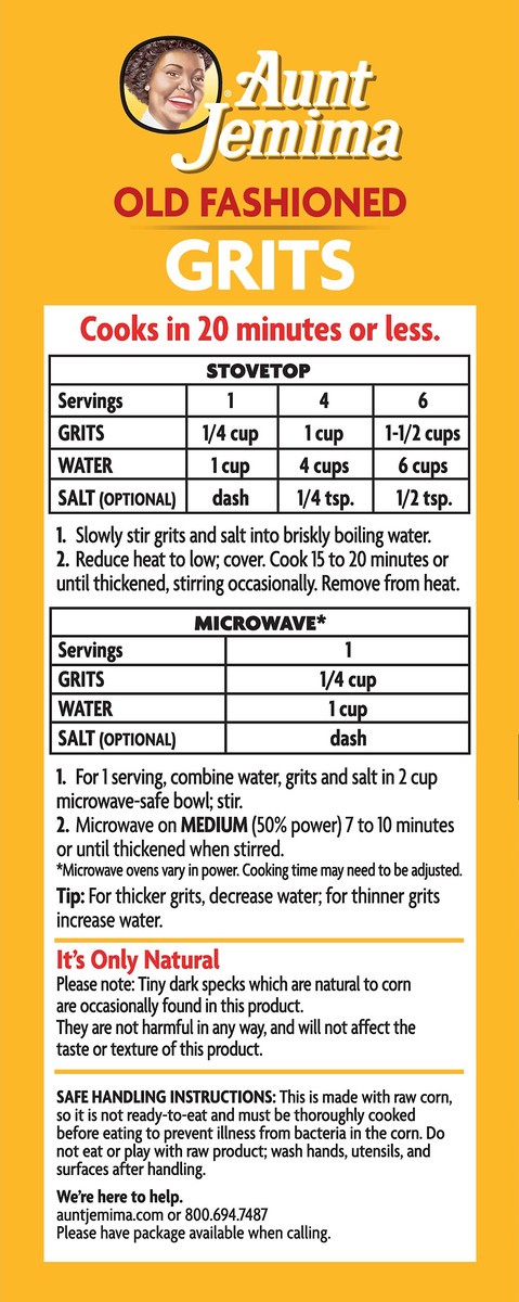 slide 4 of 6, Aunt Jemima Old Fashioned Grits Enriched White Hominy 80 Oz, 5 lb