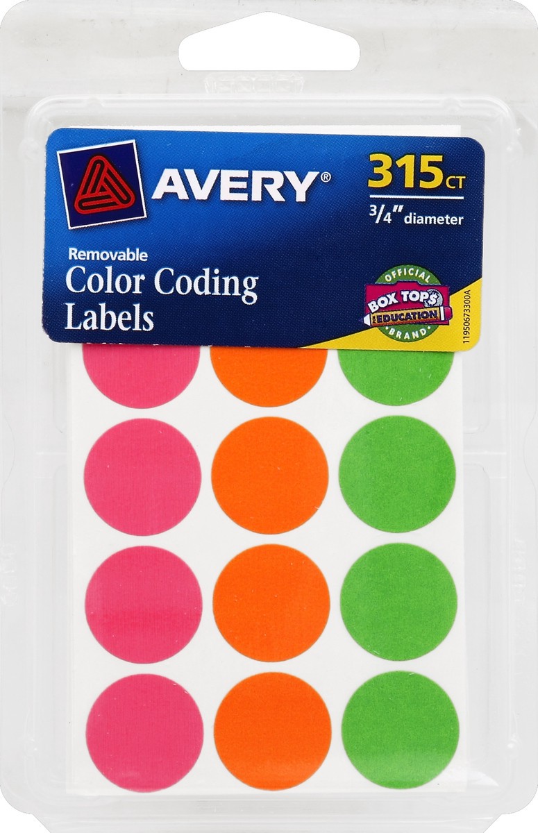 slide 2 of 2, Avery Removable Color Coding Labels, 315 ct