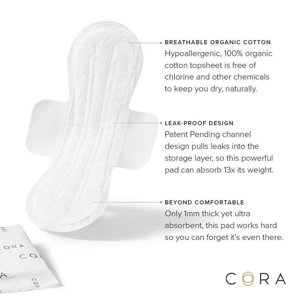 slide 4 of 4, Cora Regular The Peace-of-Mind Pads with Wings 16 ea, 16 ct