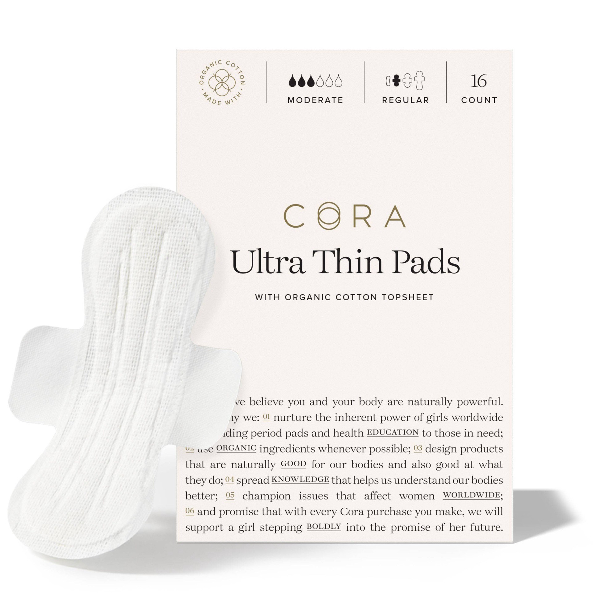 slide 1 of 4, Cora Regular The Peace-of-Mind Pads with Wings 16 ea, 16 ct