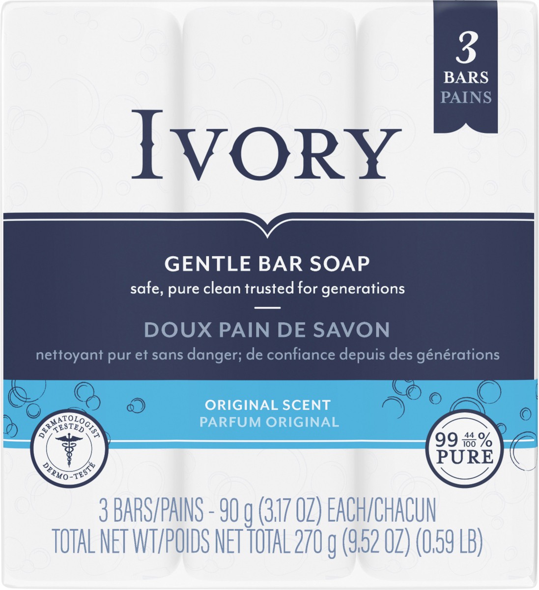 slide 3 of 3, Ivory Original Bar Soap, 3 ct; 3.17 oz
