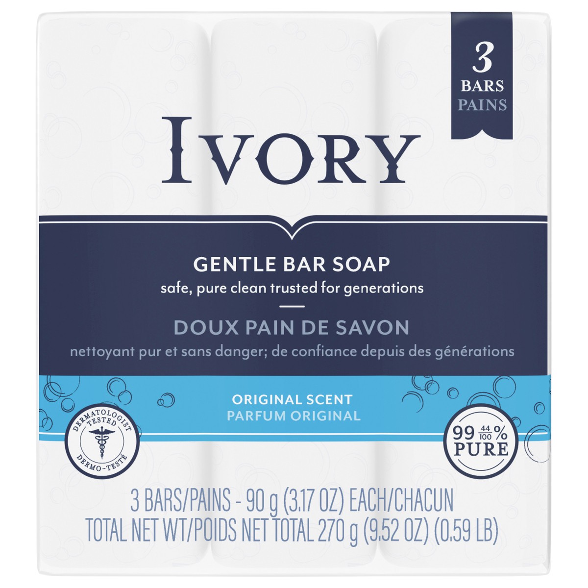 slide 1 of 3, Ivory Original Bar Soap, 3 ct; 3.17 oz