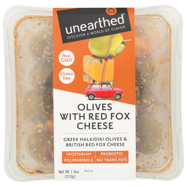 slide 1 of 1, Unearthed Red Fox Cheese Green Olives, 1 ct