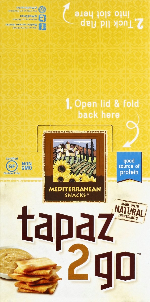 slide 2 of 4, Mediterranean Snacks Tapaz 2 Go Lentil Crackers With Roasted Garlic Hummus, 3.6 oz