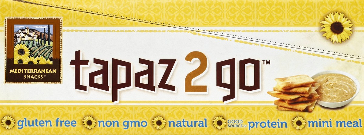 slide 3 of 4, Mediterranean Snacks Tapaz 2 Go Lentil Crackers With Roasted Garlic Hummus, 3.6 oz