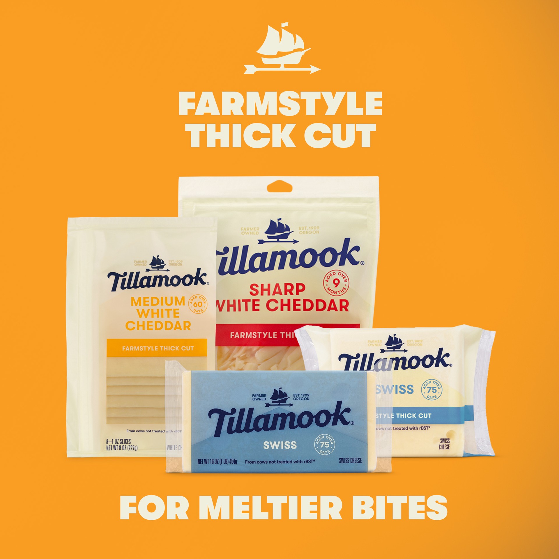 slide 4 of 5, Tillamook Farmstyle Thick Cut Swiss Cheese Slices, 12 oz