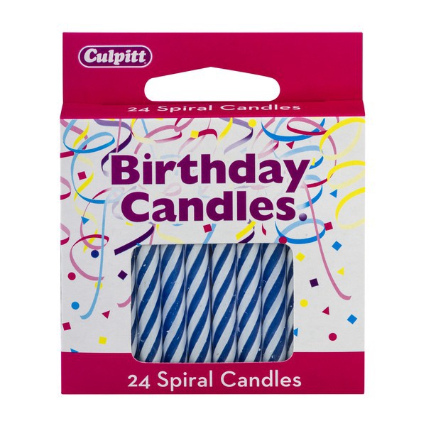 slide 1 of 1, DecoPac Blue Spiral Candles, 24 ct