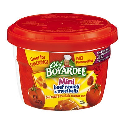 slide 1 of 1, Chef Boyardee Mini Beef Ravioli & Meatballs, 7.5 oz