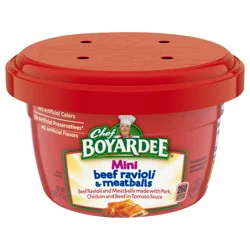 Chef Boyardee Mini Beef Ravioli & Meatballs in Tomato Sauce, Microwavable Meal, 7.5 oz. Bowl