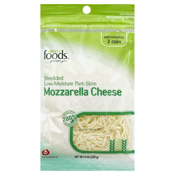 slide 1 of 1, Lowes Foods Shredded Mozzarella Cheese, 8 oz