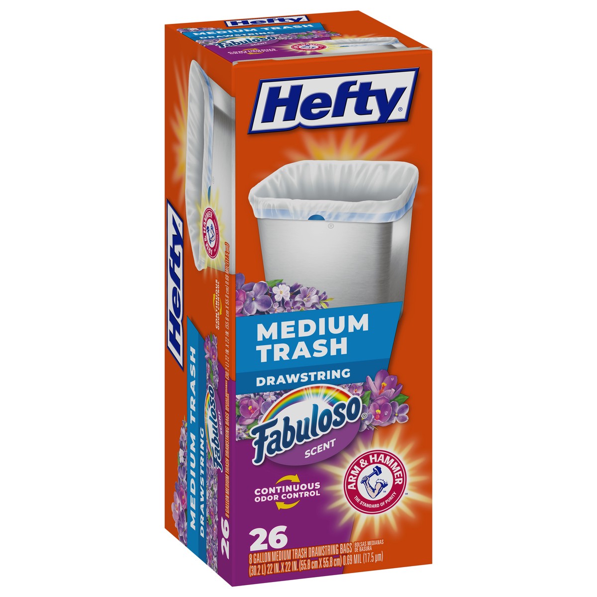 slide 2 of 9, Hefty 8 Gallon Drawstring Fabuloso Scent Trash Bags Medium 26 ea, 26 ct
