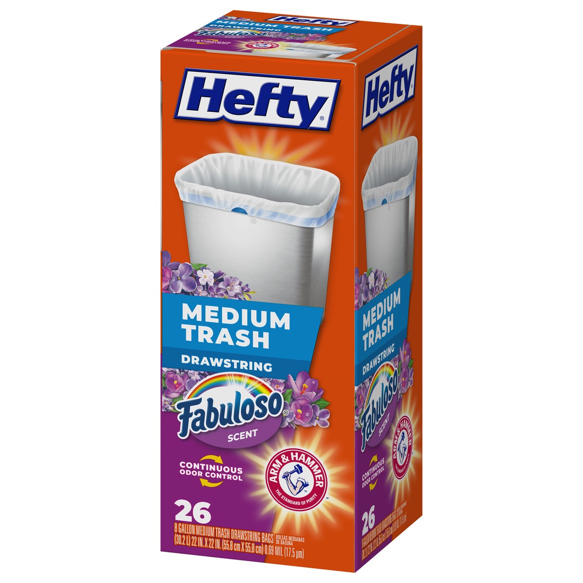 slide 3 of 9, Hefty 8 Gallon Drawstring Fabuloso Scent Trash Bags Medium 26 ea, 26 ct