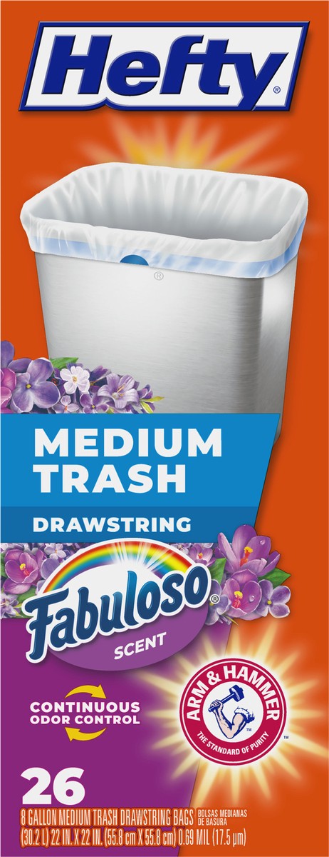 slide 6 of 9, Hefty 8 Gallon Drawstring Fabuloso Scent Trash Bags Medium 26 ea, 26 ct