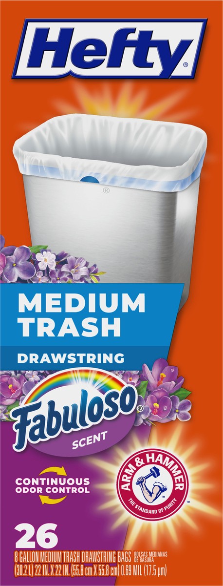 slide 8 of 9, Hefty 8 Gallon Drawstring Fabuloso Scent Trash Bags Medium 26 ea, 26 ct